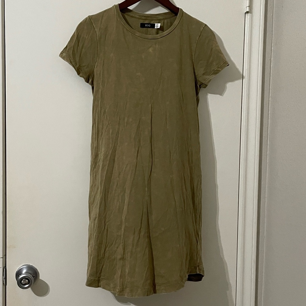 BDG Urban Outfitters Olive Green Short Sleeve Mini T-Shirt Dress - S